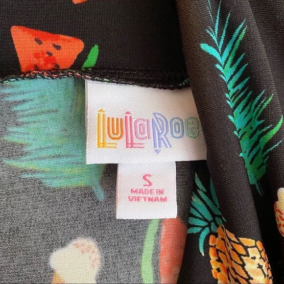 LuLaRoe Maxi Skirt Tropical Black Ice Cream Pineapple Watermelon Small - Picture 3 of 4
